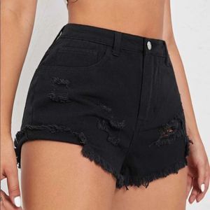 BERSHKA - Shorts / ripped distressed / size: 8 (runs small) / Black